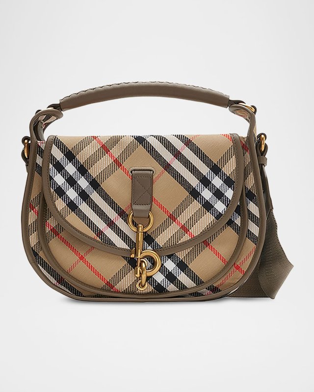 Clip Small Check Canvas Messenger Bag